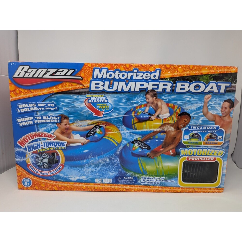 Banzai Motorized Bumper Boat Inflatable Pool Float 12V Water Blaster Toy NIB